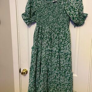 ARULA Green Floral Smocked Dress